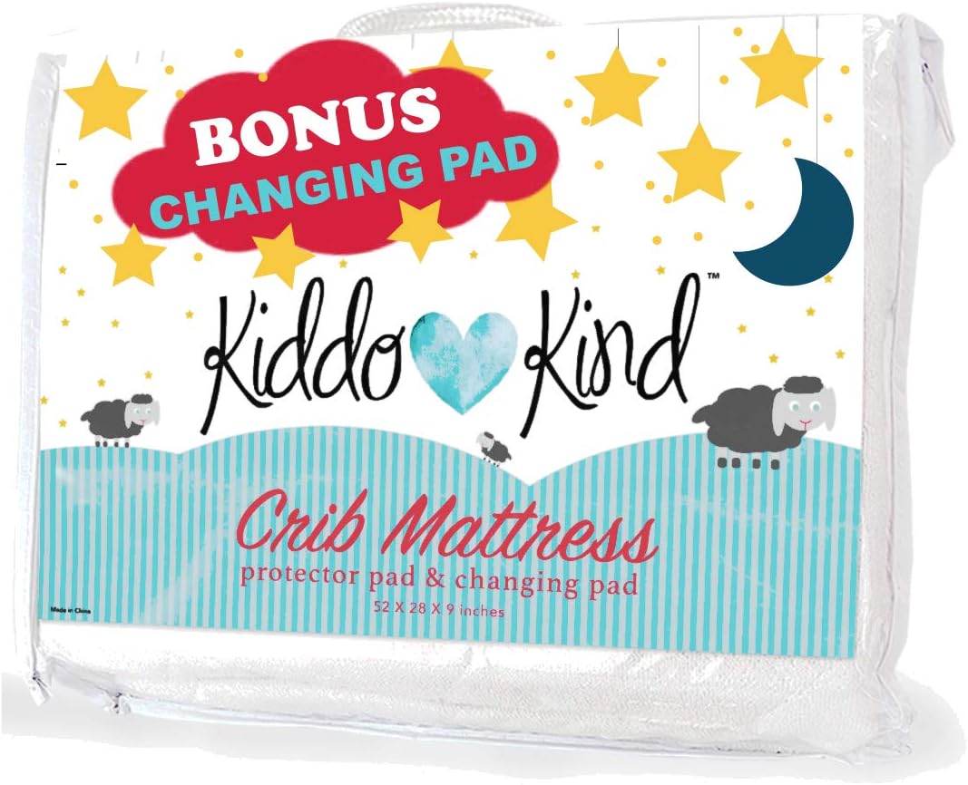 Baby Crib Mattress Protector with Free Portable Changing Pad - Waterproof Crib Mattress Pad Also Fits Toddler Bed