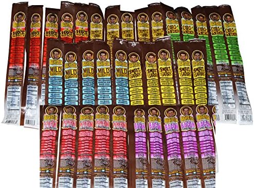Jumbo pack of pure Blaistix Grassfed American Beef and Lean Pork Snack sticks โ 5 Beef Flavors | 2 Pork Flavors | Gluten Free | No Hormones | No Corn Syrup | No MSG | No Nitrates | Pure Awesomeness