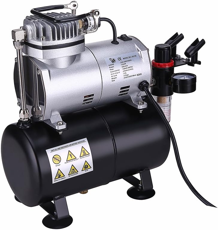 OPHIR 110V Pro Airbrush Kit Air Brush Compressor with Tank 0.2mm 0.3mm 0.8mm Airbrushes & Cleaning Kit for Model Hobby Painting Body Tattoo Airbrush Set,Color Wheel Gift: Arts, Crafts & Sewing