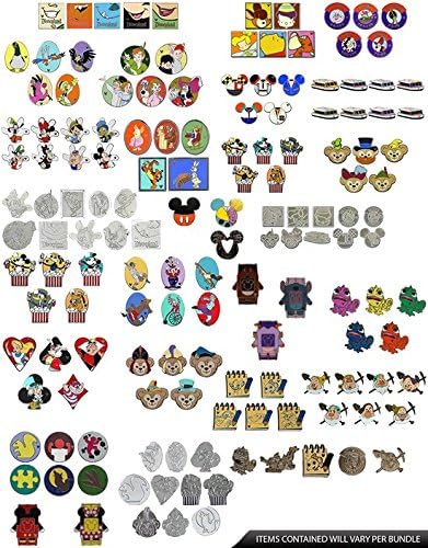 Disney Official Trading Pin Lot of 20 Lapel Collector Pins! No Duplication! Featuring A Random Disney Lanyard With Card Holder! Produced By Owl Castle Toys!