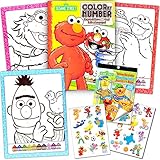 Sesame Street Stickers Toddler Coloring Book Set ~ Color By Number