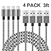 Lightning Cable 3ft, IVVO 4Pack 3FT Nylon Braided 8 Pin Lightning Cable Cord USB Charging Cable charger for iPhone 7/7 Plus/6/6s/6 Plus/6s Plus/5/5c/5s/SE,iPad iPod Nano iPod Touch(Black)