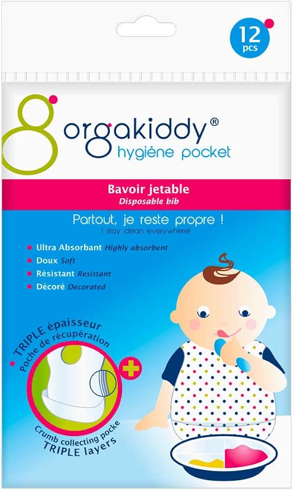 Orgakiddy Disposable Bib 12 Units, Polka Dot Print, 12 Count (Pack of 1)