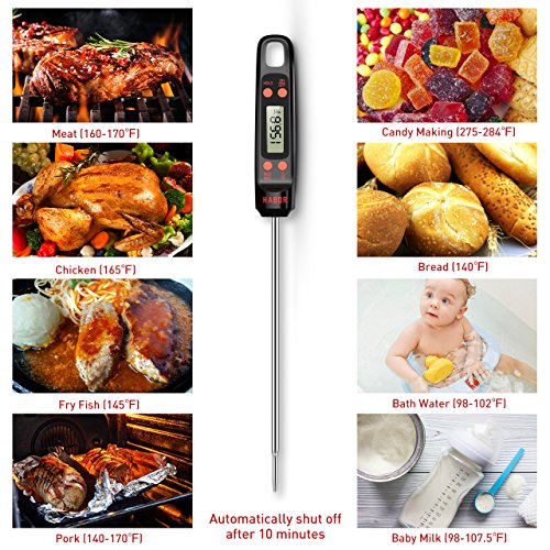 Meat Thermometer, Habor Digital Cooking Thermometer, Instant Read Kitchen Thermometer, 5.5'' Long Probe, Hanging Hole, ºF/ºC, Auto-off for Food, BBQ, Water, Sugar, Milk, Yogurt, Turkey, Grill, Wine