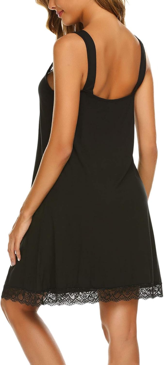 Ekouaer Womens Chemise Sleepwear Full Slips Lace Nightgown Cotton Jersey Lingerie: Clothing