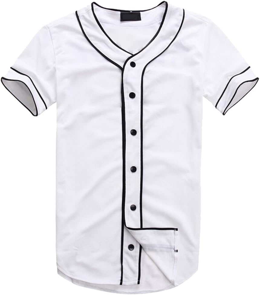 AKP Mens Hipster Hip Hop Button-Down Baseball Jersey Short Sleeve Shirt