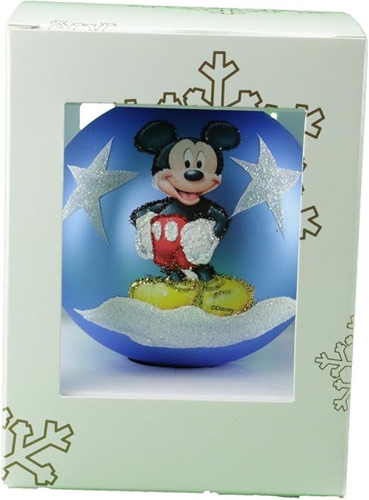 Boule De Noël En Verre Bleu Avec Mickey Le Mon Premier Noël