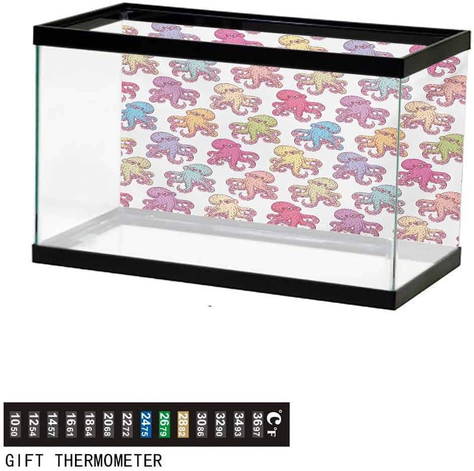 wwwhsl Aquarium Background,Poster Fish Tank Background,Hand Drawn Abstract Marine Underwater Animals on Yellow Background Underwater Poster Fish Tank Wall Decorations Sticker