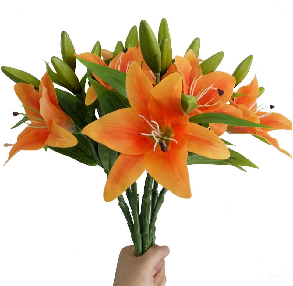 7 Pcs Artificial Lily Flowers Artificial Lillies Flowers