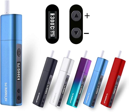 Amazon Hitaste P6 電子タバコ スターターキット 吸引時間 本数記録 温度調整 自動清潔 6分加熱 連続35本 青 Hi Taste 電子たばこ