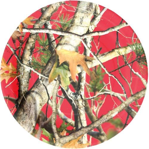 Red NEXT Camo Dinner 9" Plates Camouflage Birthday Party Supply Shower (8)