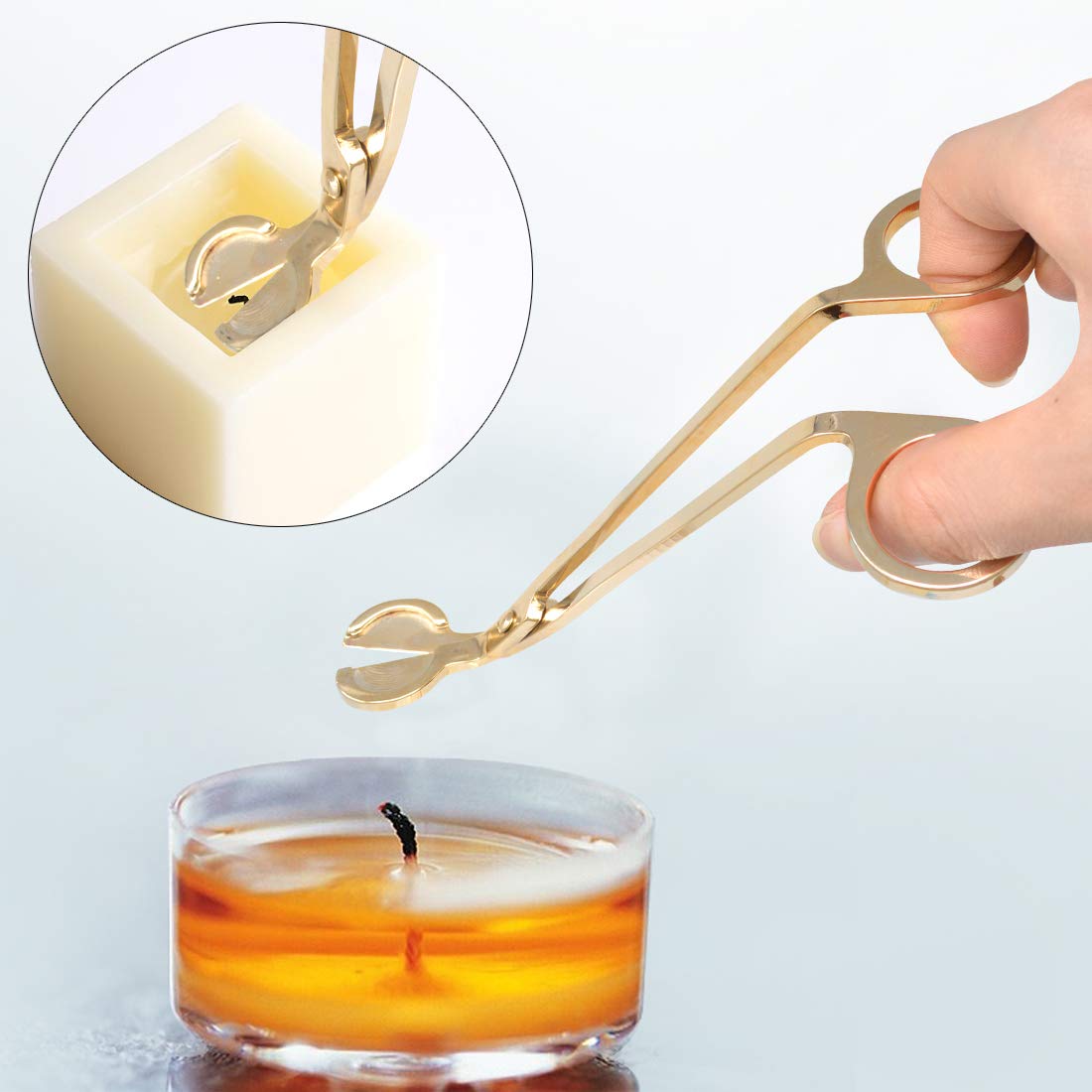 Yolyoo Candle Wick Trimmer/Dipper Candle Snuffer Candle Accessory Set 3 in 1 Candle Tool kit (Gold)