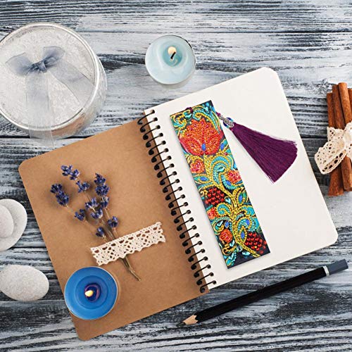 DIY Beaded Bookmarks with 5D Diamond Painting Christmas Gifts Flower Special Shaped Diamond Painting Leather Tassel Bookmark Crafts for Mosaic Making Art Craft for Kids Adults Beginner - Thumbnail 7