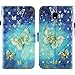 Voanice for Galaxy J3 2018 Case / J3 Achieve/Orbit/Express Prime 3 / Amp Prime 3/ Sol 3/ Star PU Leather Wallet with Card Slots Holder and Stand Flip Protective Cover &Stylus-Blue Butterfly