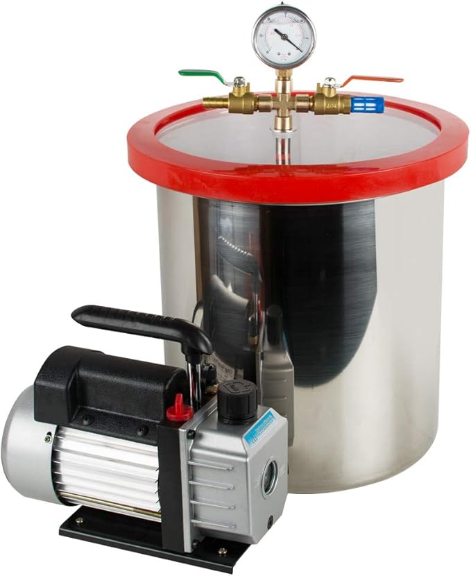 5 Gallon Stainless Steel Degassing Vacuum Chamber Kit with Vacuum Pump