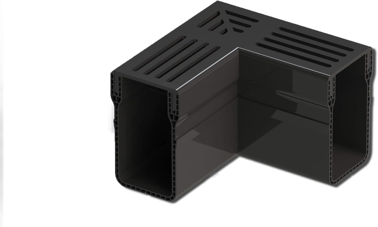 AluSthetic Corner Piece for PVC Threshold Drainage Channel with Anodized Aluminium Black Grating - Image 4