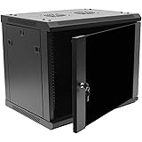 Navepoint 9U Deluxe IT Wallmount Cabinet Enclosure 19-Inch Server Network Rack with Locking Glass Door 16-Inches Deep Black