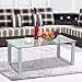 Topeakmart Modern Design Cocktail Coffee Table Tempered Glass Top with Chrome Finish Legs Living Room Furniture
