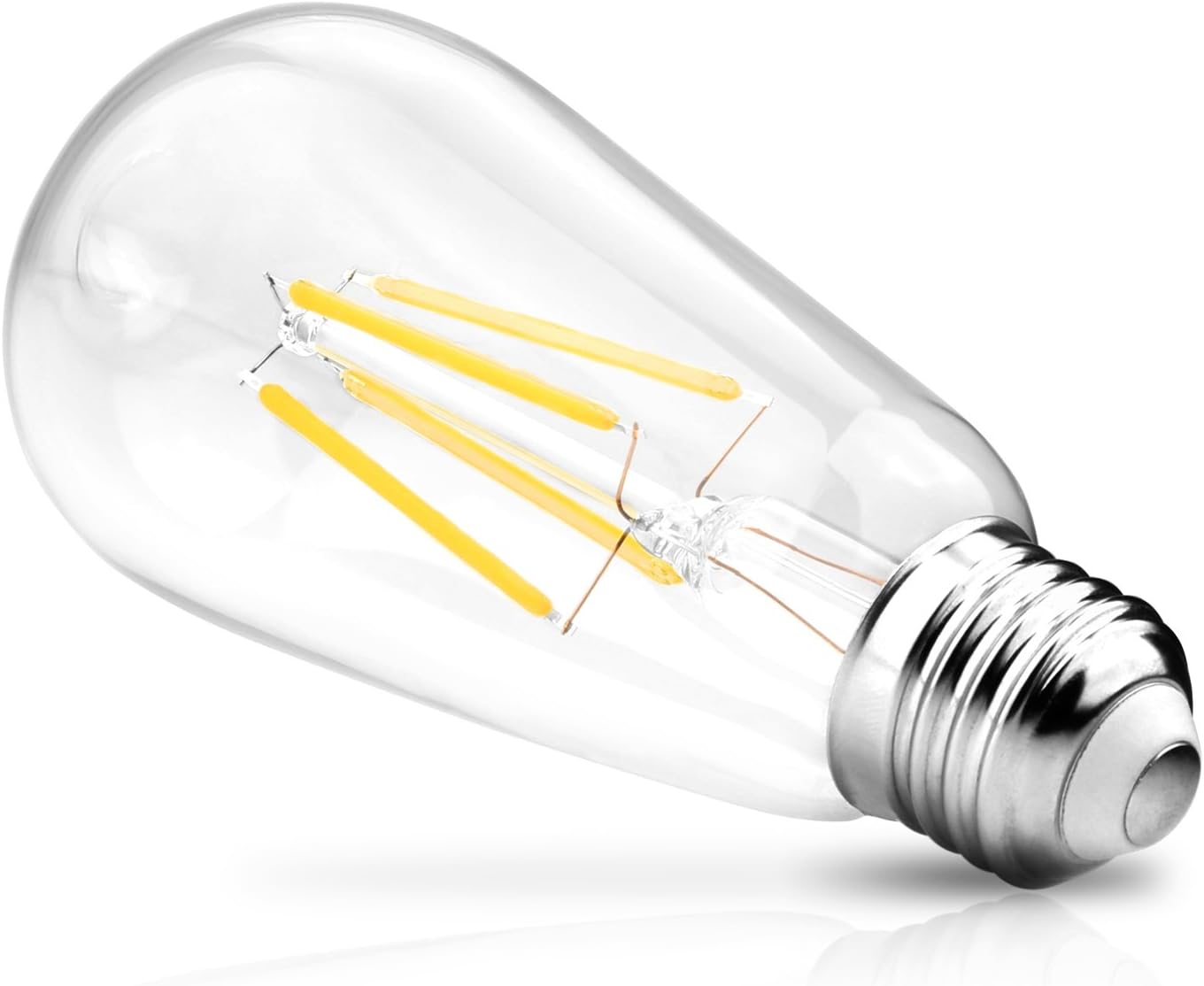 Ascher Vintage LED Edison Bulbs, 6W, Equivalent 60W, High Brightness Daylight White 4000K, ST58 Antique LED Filament Bulbs, E26 Medium Base, Non Dimmable, Clear Glass, Pack of 6 - - 