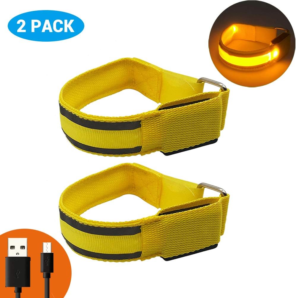 Haplws LED Armbands Bracelet Lights USB Rechargeable Safety Reflective Armband for Night Running Cycling Exercising Sport 2Pcs