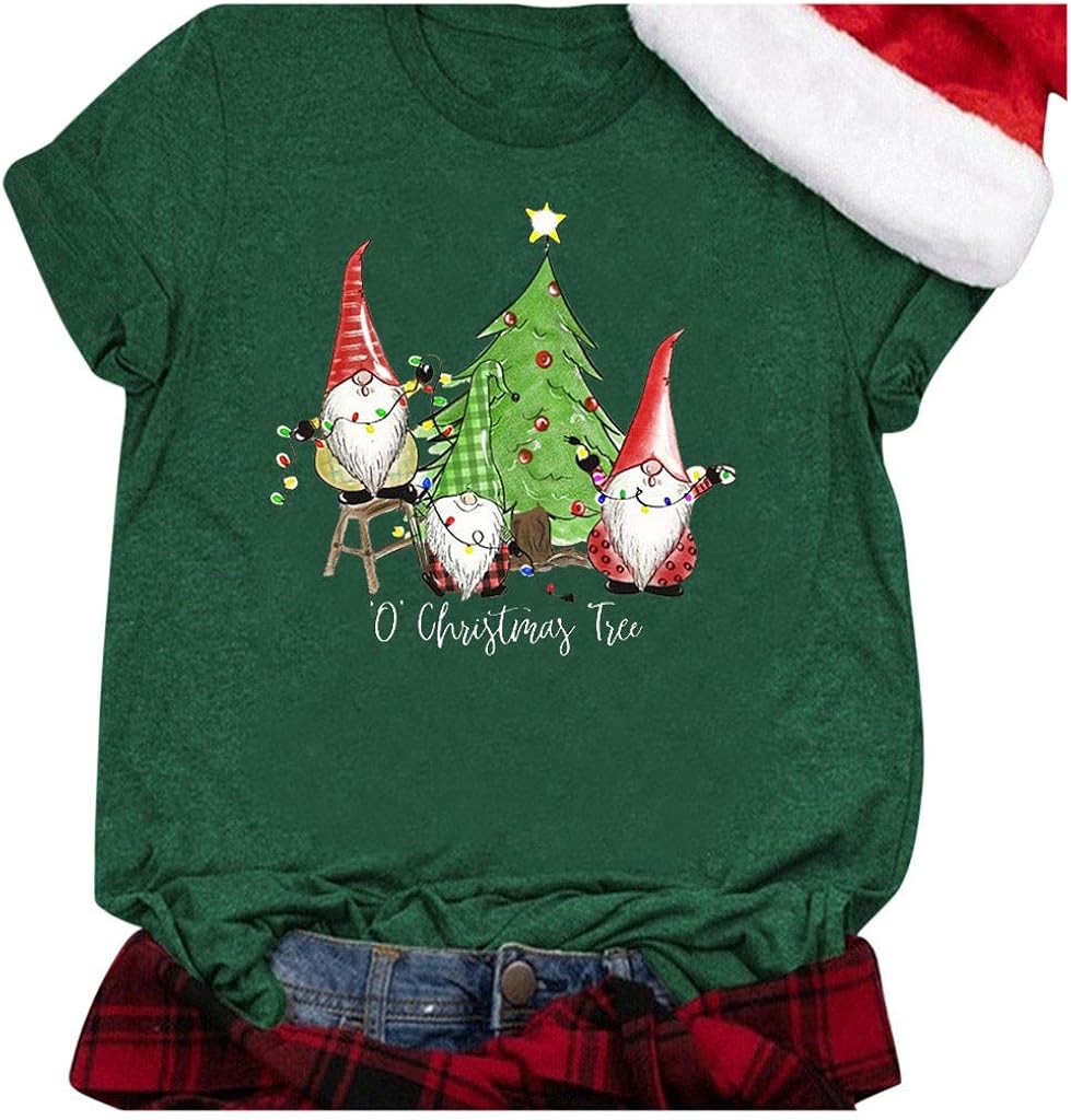 Amazon クリスマス トップス ゆったり Tシャツ レディース クリスマス服装 レタープリント 漫画柄 可愛い 丸首 ブラウス