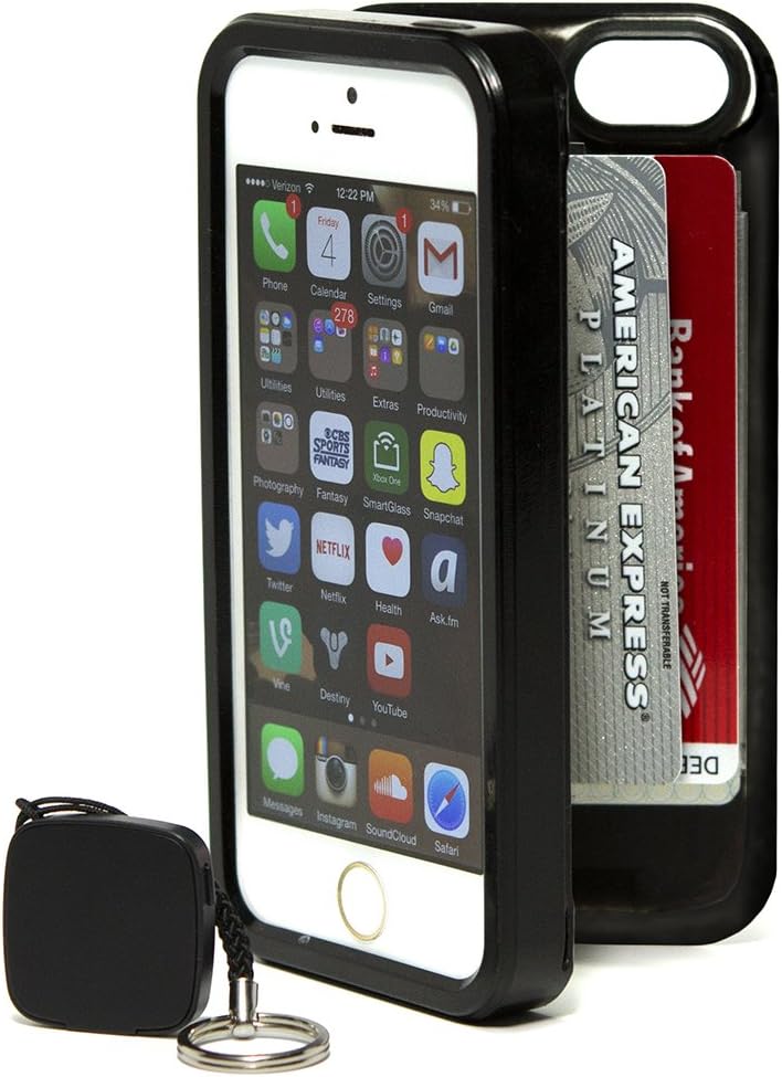 iPhone 6/6s Case & Wallet - Card/ID Holder with Bluetooth Tracker Black by New Wallet