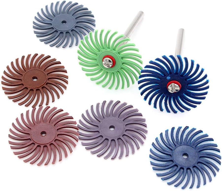 Yuhtech Radial Bristle Disc Kit, 21 Pcs Abrasive Brush Wheel Radial Bristle Disc with 6 Mandrels