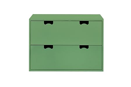 Aprodz Mango Wood Storage Cabinet Bow Chest of 3 Drawers Furniture for Living Room | Light Green