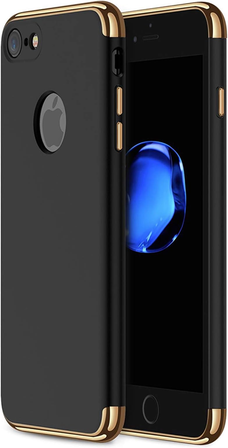 iPhone 7 Case, CROSYMX 3 in 1 Ultra Thin and Slim Hard Case Coated Non Slip Matte Surface with Electroplate Frame for Apple iPhone 7 (4.7'')(2016) - Black