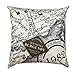 Decorbox Decorative 18 x 18 Inch Linen Cloth Pillow Cover Cushion Case, Nautical Chart