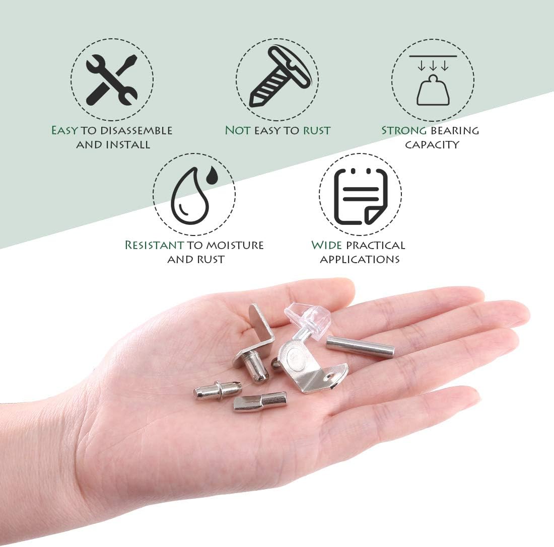 Keadic 160Pcs Nickel Plated Shelf Pegs Shelves Pins Kit - Image 3
