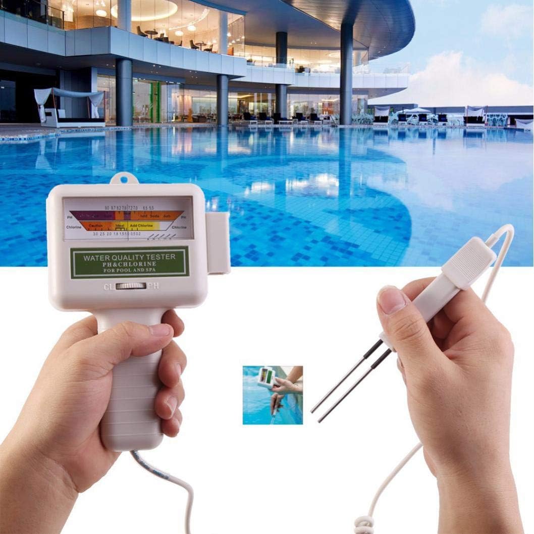 fasloyu Chlorine PH Tester Kit - Electronic Water Quality Analysis Water Test Meter for Swimming Pool Spa - Water Quality Measurement Monitor Checker (7.09 * 4.57 * 1.22in)