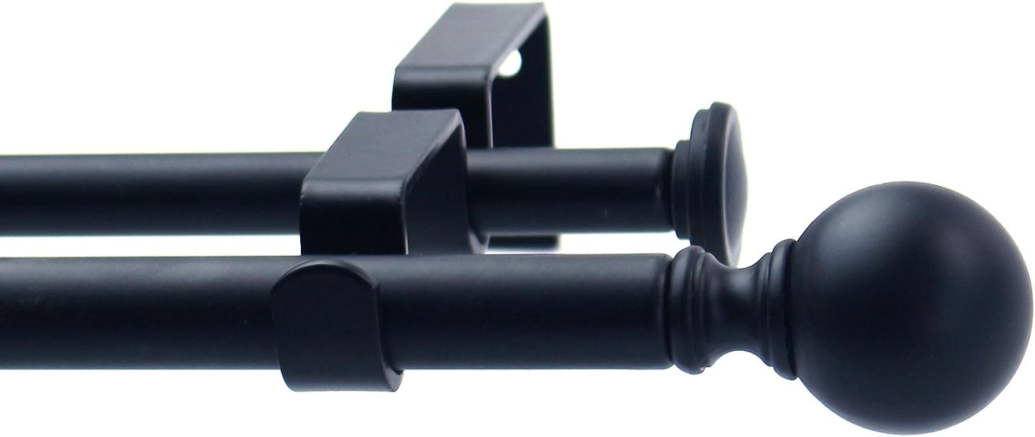 Urbanest Ball Adjustable Double Drapery Curtain Rod Set, 5/