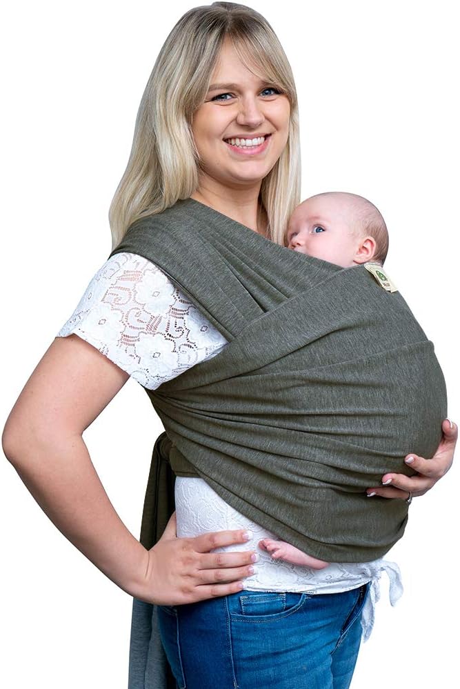 Baby Wrap Carrier | Baby Sling | Ergonomic Babywearing | Available in 4 Colors | Great Baby Shower Gift | All-in-1 Stretchy Infant Carrier | from Newborn up to 35lbs|Dark Grey