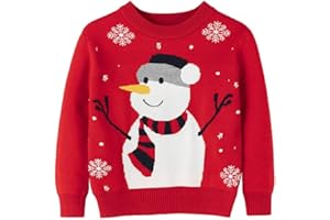 ILAVSUN Girl Ugly Christmas Sweater - Big Boys Knitted Snowman Reindeer Xmas Holiday Pullover Sweater Kids Red 8-16 Years Old
