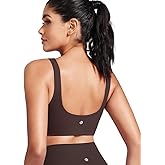 HeyNuts Womens U Back Sports Bra, Scoop Neck Low Impact Workout Yoga Tops Padded with Built in Bras A-D Cups