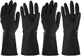 sourcing map Chemical Resistant Latex Gloves X-Large Black Industrial Safety view 1