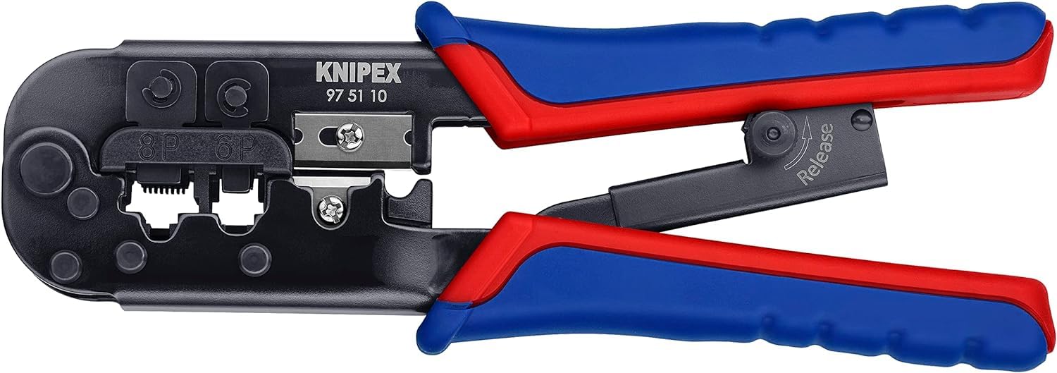 KNIPEX Crimping Pliers for Western Plugs in Blister with Multi-Component Handles 190 mm, 97 51 10 SB