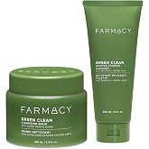 Farmacy Double Cleanse Duo - Green Clean Cleansing Balm + Whipped Greens Foaming Face Wash for Makeup Removal, Oil Control &amp; Fresh, Balanced Skin