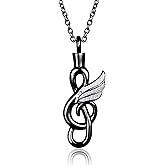 GMXLin Music Note Cremation Urn Necklace for Ashes Locket Hold Ashes Keepsake Memorial Pendant for Men Women