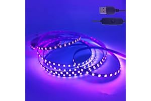 ULIKELED 6.56ft LED Black Light Strip, 120 LEDs 5V USB Blacklight LED Strip with 1.5M Cable and ON/Off Switch, Black Light La