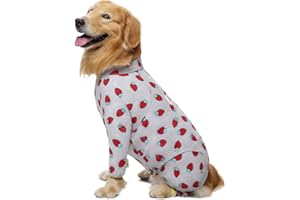 MIAODODO Cotton Medium Large Dog Onesie Surgery Recovery Suit for Medium Large Bodysuit Dogs Pajamas Pjs,Full Covered Dog Recovery Suit After Surgery,Long Sleeved with Zipper On Back