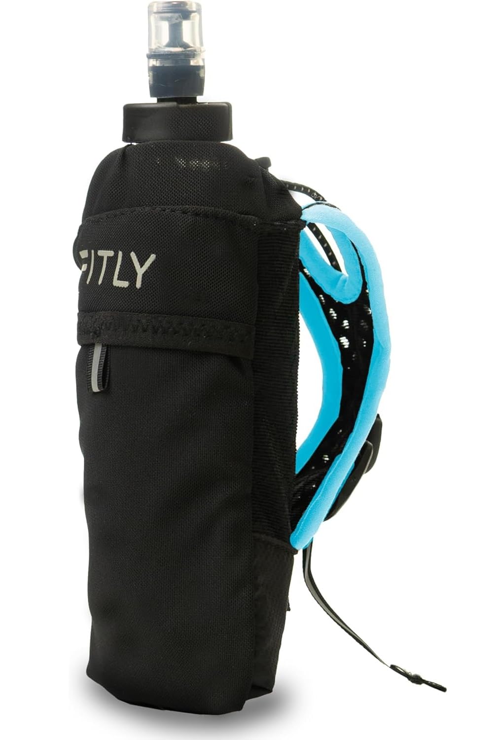 FITLY Running Handheld Water Bottle 12 oz Soft Flask - Hand Water Bottle For Runners, Hiking, Skiing & Outdoor - Fits F2, F2, F3 & F4 Collapsible Flask - Hydration Bottle Holder with Pocket - Blue — image 1