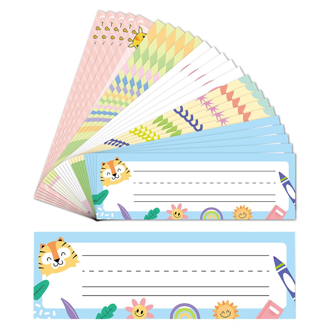 Koonafy 25 PCS Colorful Student Desk Name Tags Classroom, Classroom Name Plates for Desk, Rainbow, Smiley Face, Animal Theme Nameplates Name Tags for Classroom Cubbies, Locker (Rectangular Labels)