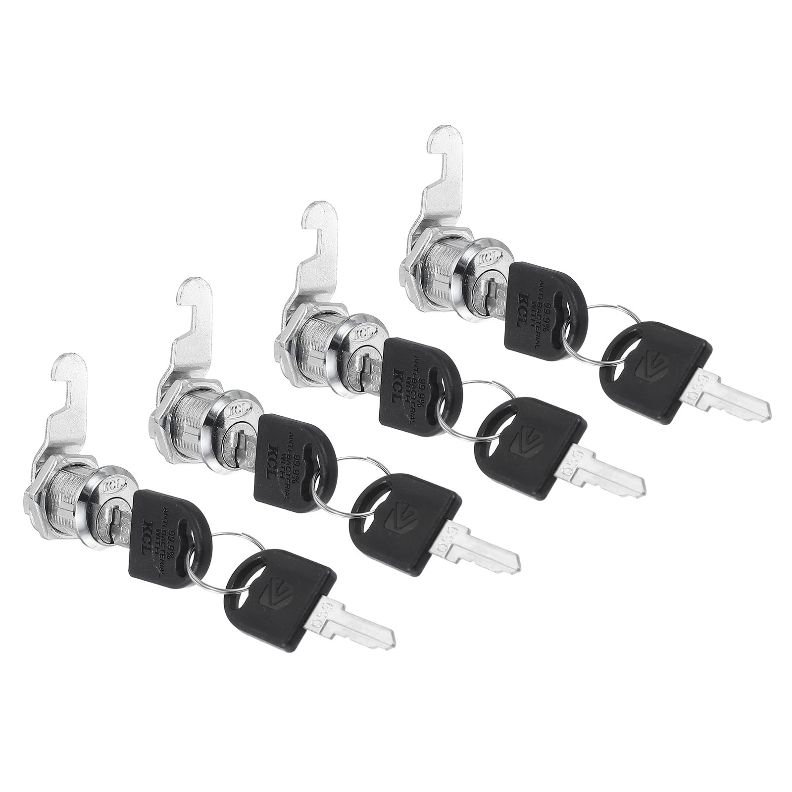 PATIKIL Cabinet Locks Keyed Different 4 Pcs Zinc Alloy Security Lock Cylinder Cam Locks Fits on 7/9" (20mm) Max Panel Thickness for Door Cupboard Mailbox Office RV, Silver