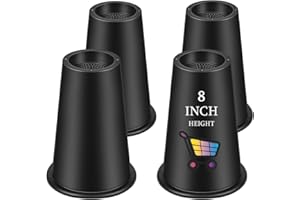 shouwuhho Bed Risers 8 Inch, Heavy Duty Round Furniture Risers Lifts 14" 12" 8" Table, Desk Leg, Sofa, Couch, Adjustable Bed Frame Risers Supports Up to 6,000 Lbs, Black, 4 Pack