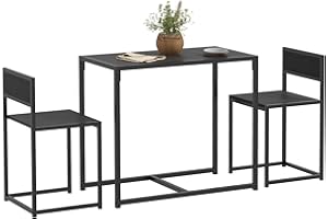HOMCOM Dining Table Set for 2, Kitchen Table and Chairs for Small Space, Industrial Dining Set for Dining Room, Breakfast Noo