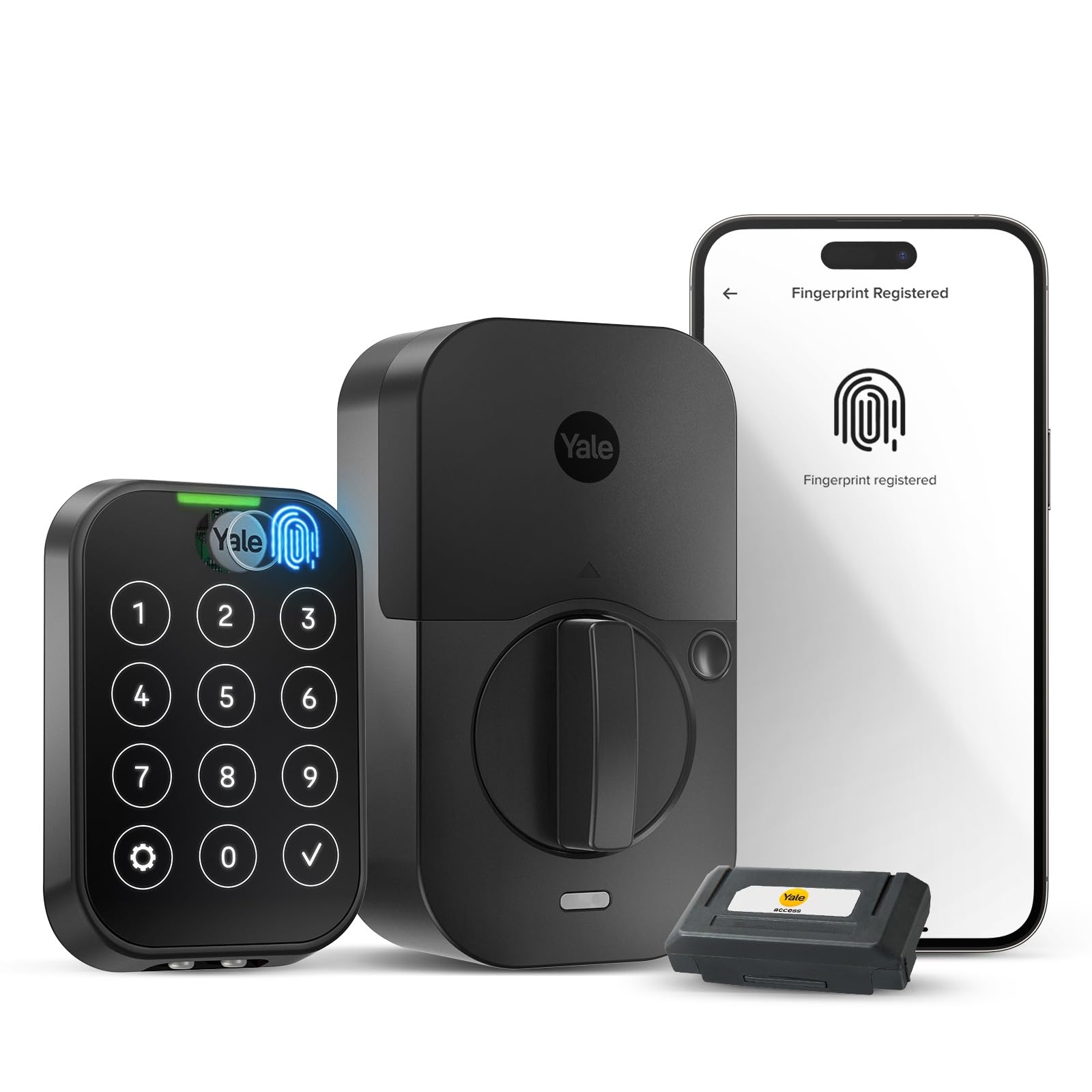 Photo 1 of Yale Assure Lock 2 Touch Deadbolt, Black Suede Smart Keyless Entry Door Lock with Wi-Fi Connected Touch Keypad and Fingerprint Scanner, YRD450-F-WF1-BSP