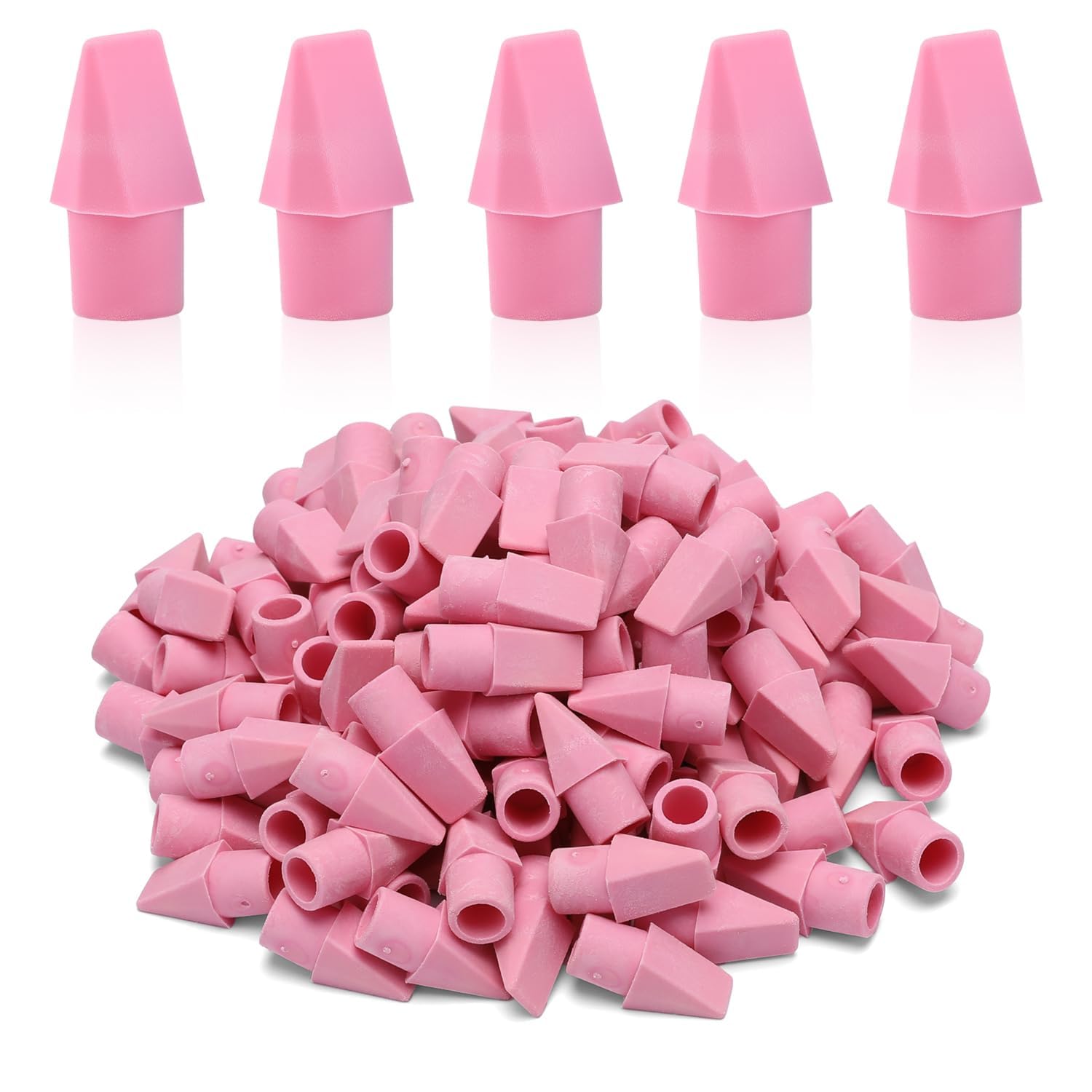 SIKAO Erasers, 125 Pack Pink Pencil Top Erasers for Kids Bulk, Cute Pencil Erasers for Pencils, Fun Pink Color, Classroom Must Haves for Teachers & Students, School Supplies