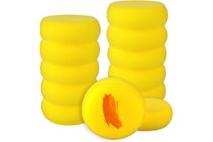 AIYORSE 12 Pcs Round Painting Sponge, 3 Inch Pottery Painting Sponges Yellow Soft Artist Sponges Watercolors Sponges Craft Clay Sponge for Pottery Art Craft Pottery Clay Face Painting Ceramics